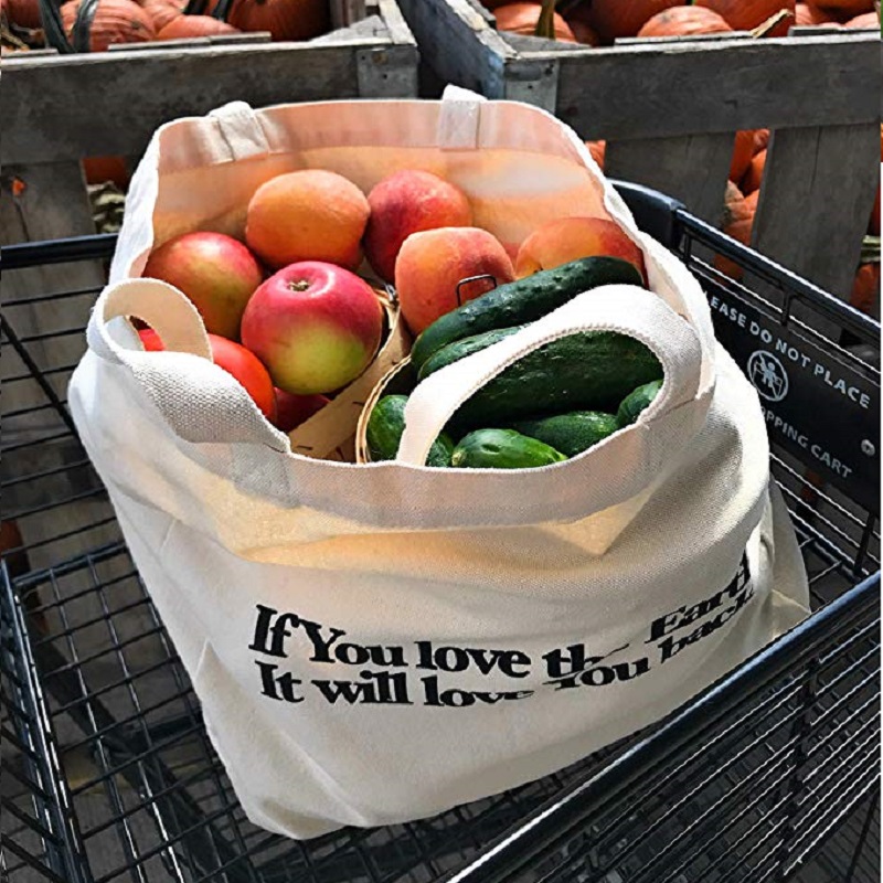 Sg64 legumes organiques lourds fruits shopping sacs en coton toile sac à main avec marques imprimées personnalisées