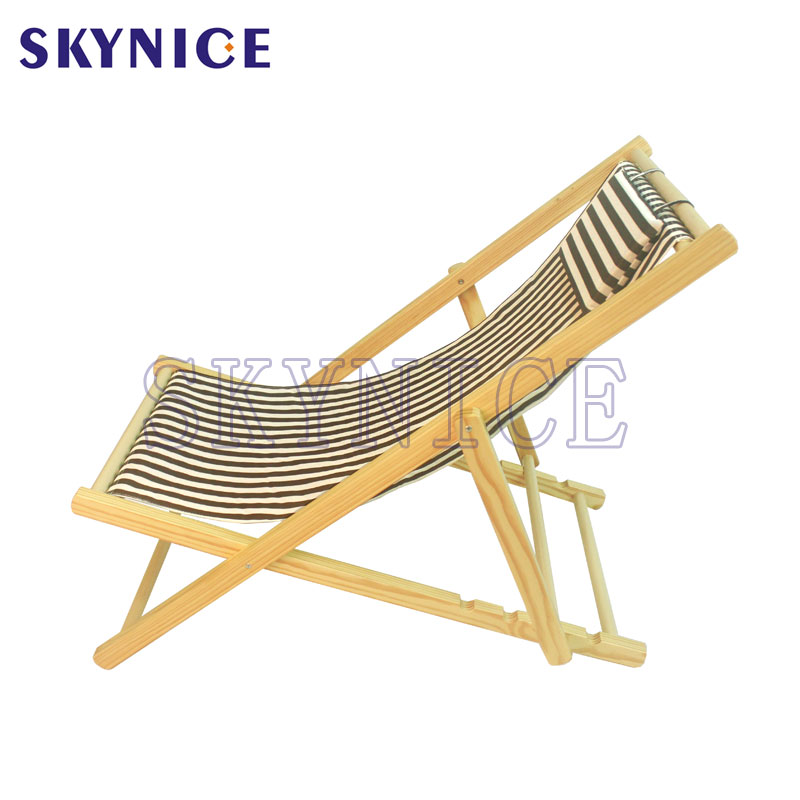 Chaise de plage pliante portable en bois massif pour salon