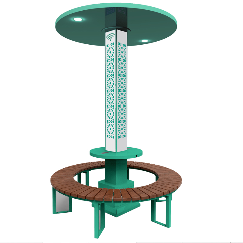 Solar intelligent Park Wood banc with Automatic Muslim Prayer horloge