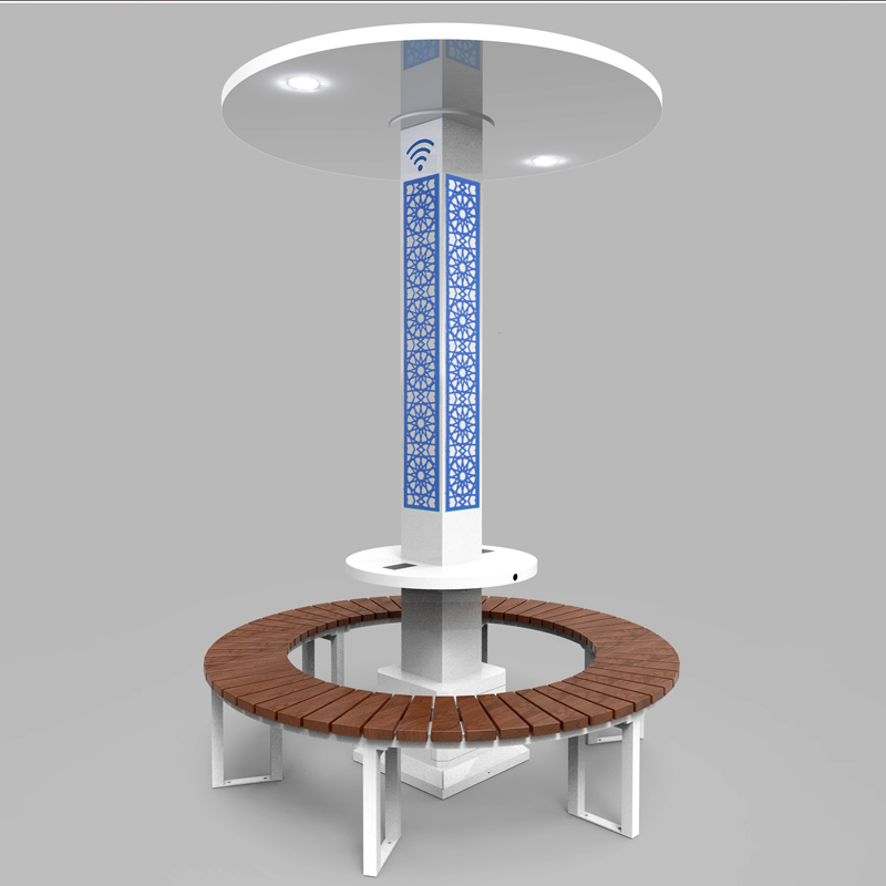 Solar intelligent Park Wood banc with Automatic Muslim Prayer horloge