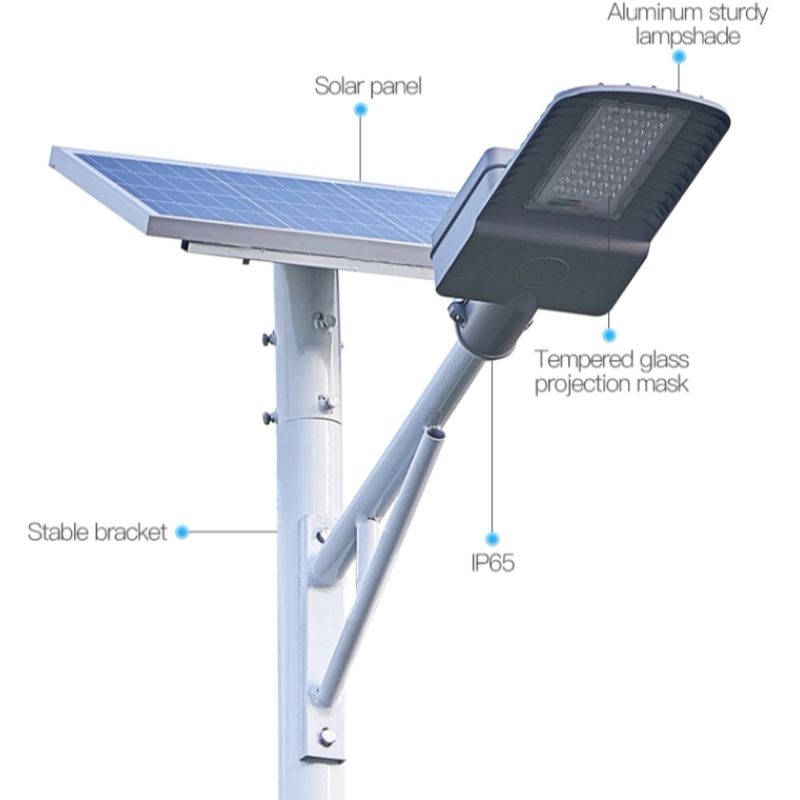 IP65 étanche extérieur 30w 50w solaire led réverbère