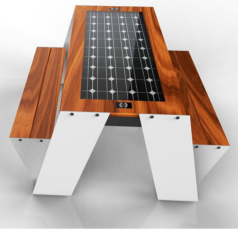 Charge de téléphone solaire et table de pique-nique en bois intelligente WiFi gratuite