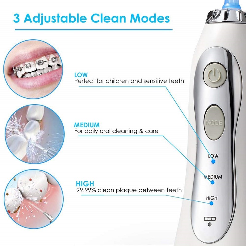 H2ofloss Water Flosser Irrigateur dentaire dentaire sans fil professionnel - Portable et rechargeable IPX7 Water Flossing étanche pour le nettoyage des dents, réservoir de 300 ml pour la maison et le voyage (HF-5)