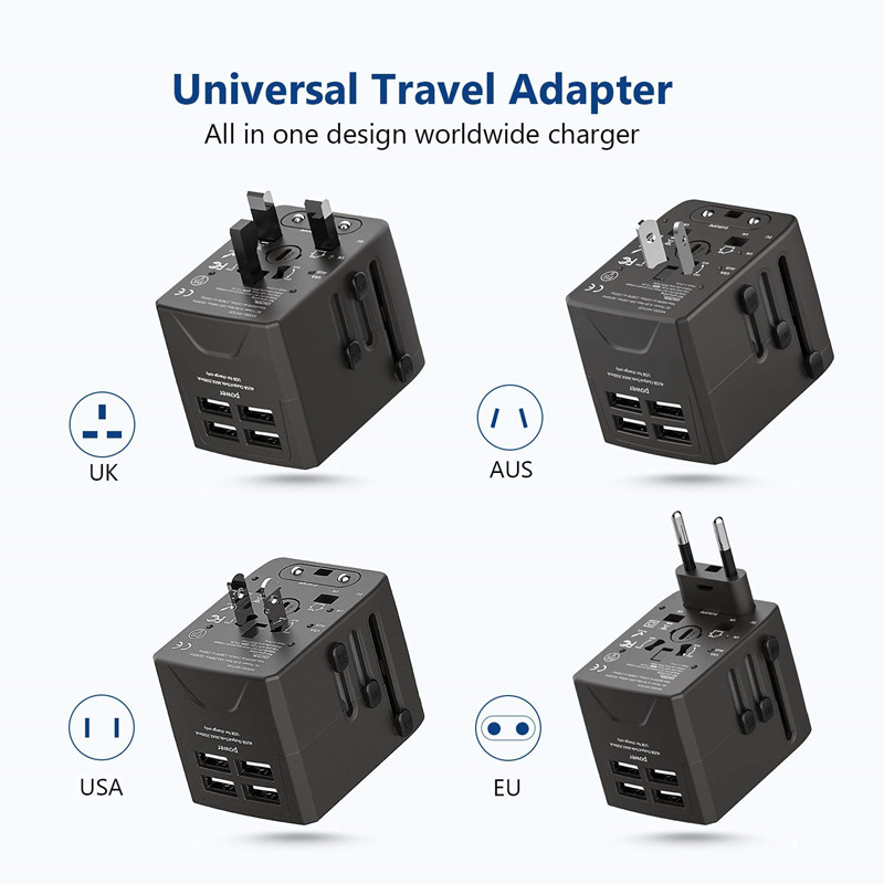 Adaptateur de prise d 'alimentation rtravel - International Travel - 4 ports USB, applicable à plus de 150 pays / régions - 220 volts - adaptateur de voyage C - G - I f UK eu - European (4 USB)