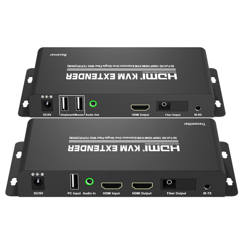 Extendeur HDMI KVM sur fibre unique avec TCP / IP (20KM) prenant en charge Full HD 1080P