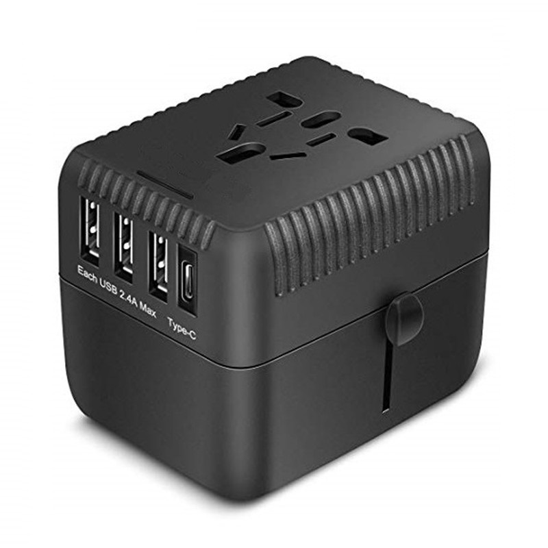 Rtravel General Travel adapter, Integrated International Power adapter, with Three USB + 1 - C Load port, European plug adapter, AC Socket adapter, applicable in Europe, USA, UK, eu + 160 + country / region