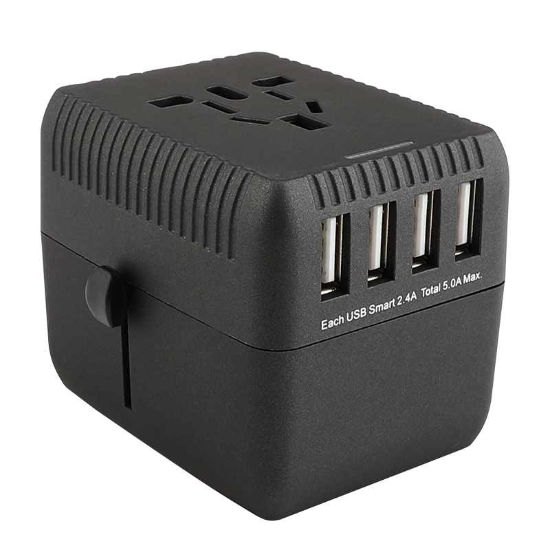 Adaptateur de voyage universel rtravel, adaptateur international d 'alimentation électrique, adaptateur mondial de prise de courant avec quatre ports USB, chargeur à paroi 5a haute vitesse, prise de courant alternative intégrée pour ordinateurs portables américains, britanniques, australiens, européens, asiatiques