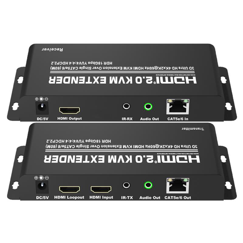 HDMI 2.0 KVM Extender 60 m sur un seul CAT5e / 6 Supporte Ultra HD 4Kx2K @ 60Hz HDCP2.2