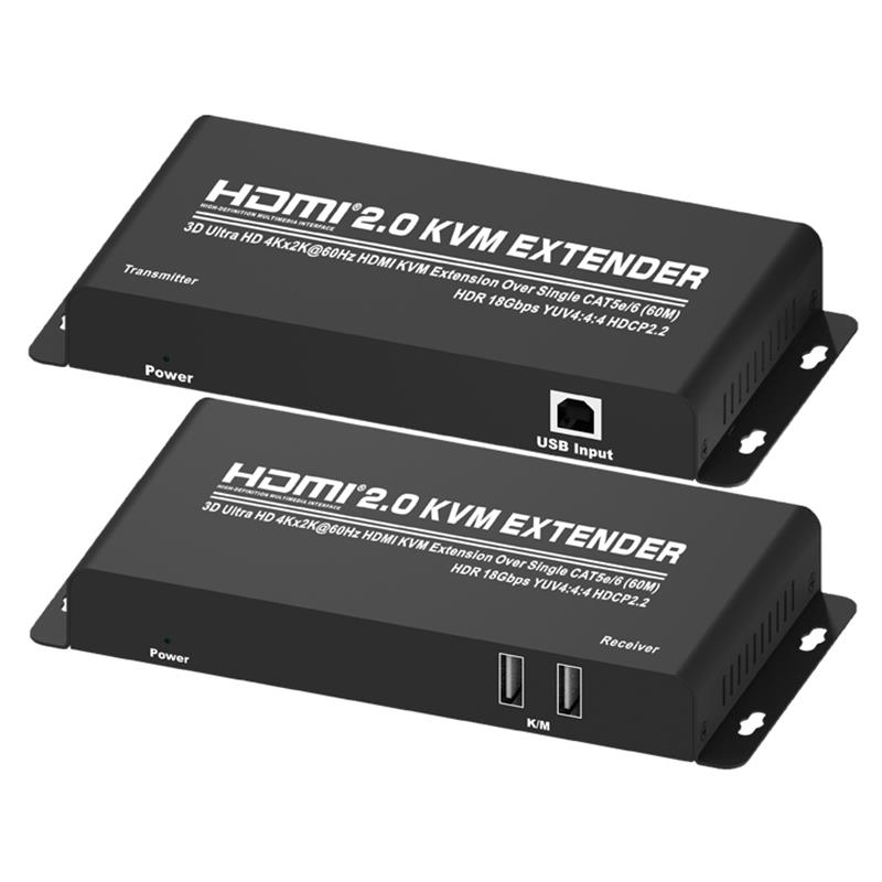 HDMI 2.0 KVM Extender 60 m sur un seul CAT5e / 6 Supporte Ultra HD 4Kx2K @ 60Hz HDCP2.2