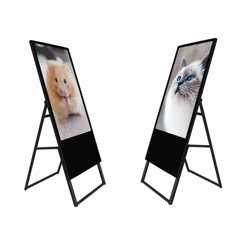 Affiche numérique pliable et flexible de 43 pouces au sol avec lecteur Android pour magasin de détail