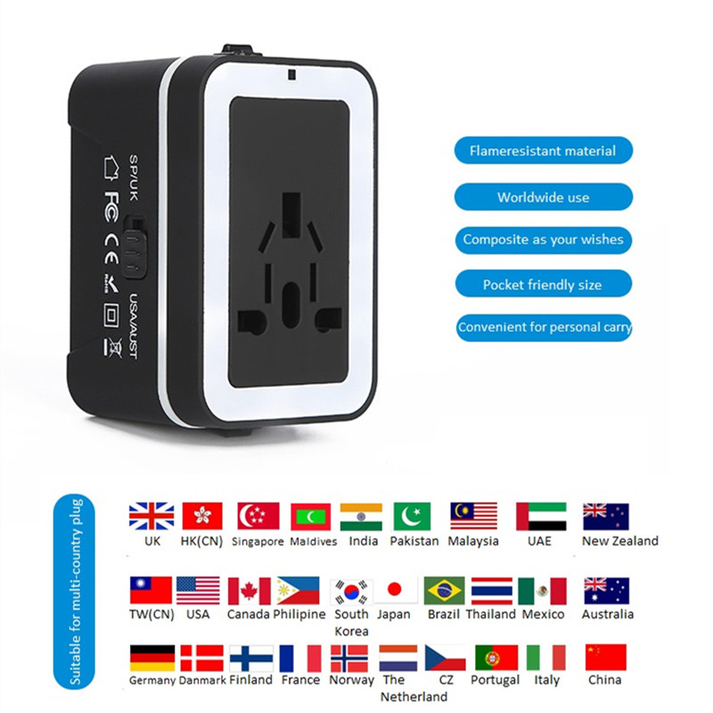 Adaptateur de voyage RRTRAVEL, adaptateur secteur international universel avec 2 ports USB et adaptateur de prise européen, idéal pour les téléphones portables dans plus de 150 pays
