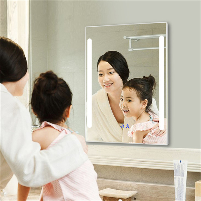 Miroir à del pour salle de bain à paroi suspendue sans brouillard thermique avec lampe de 3 couleurs pour accessoires de salle de bain