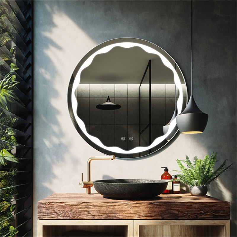 Miroir de salle de bain bon marché fixé au mur de miroir de maquillage de lumière ronde de l'hôtel LED