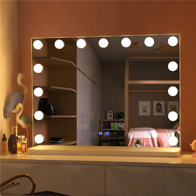 Grand miroir de courtoisie de maquillage de bureau Hollywood avec ampoules Led miroir de maquillage éclairé