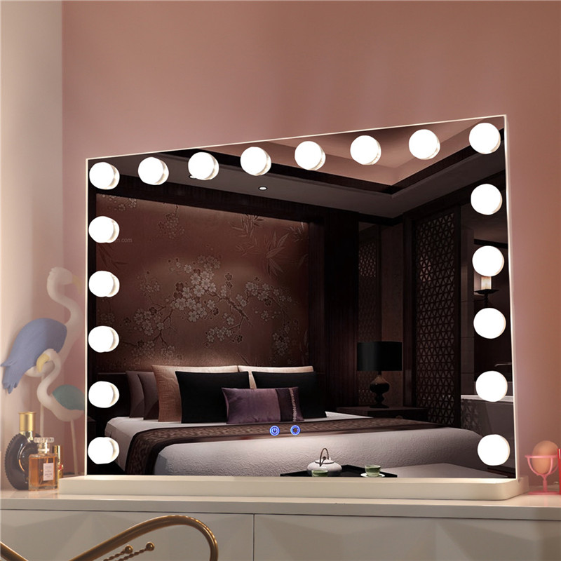 Led miroir de maquillage de vanité de table éclairé avec des ampoules 18pcs pour fille cosmétique