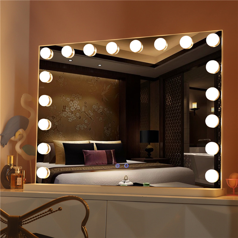 Led miroir de maquillage de vanité de table éclairé avec des ampoules 18pcs pour fille cosmétique