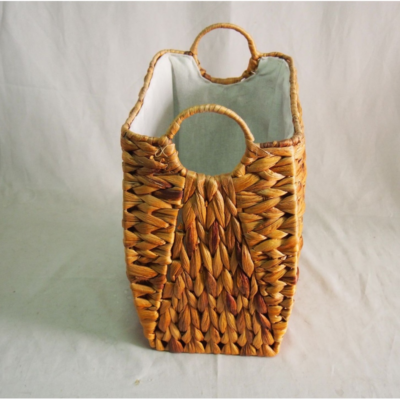 Panier de rangement en jacinthe d'eau avec poignée