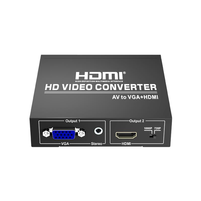 Convertisseur AV vers VGA + HDMI Up Scaler 720P / 1080P