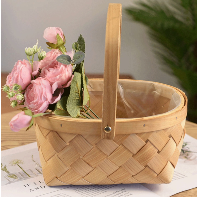 Panier floral en bois fait main