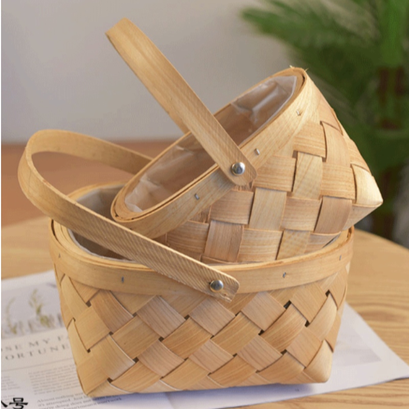 Panier floral en bois fait main