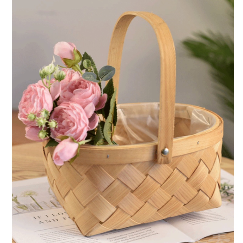 Panier floral en bois fait main