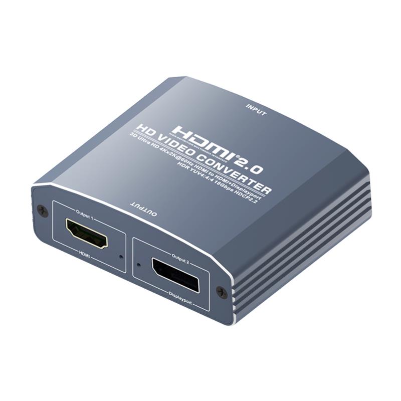 3D Ultra HD 4Kx2K @ 60Hz HDMI vers HDMI + DP Converter Support HDMI2.0 18Gbps HDR YUV4: 4: 4 HDCP2.2