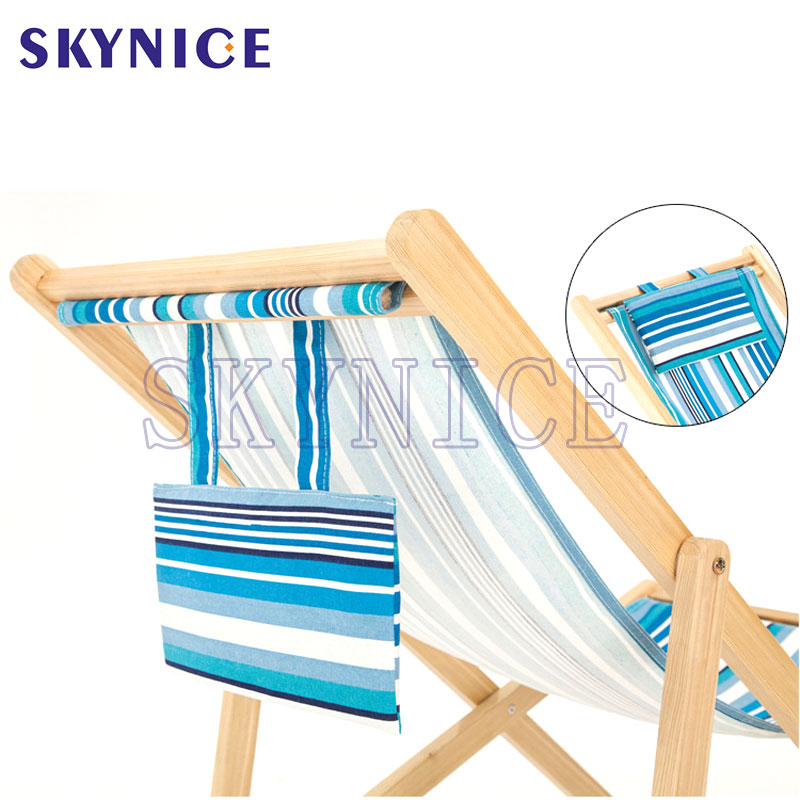 Chaise pliante inclinable en toile de plage en bois