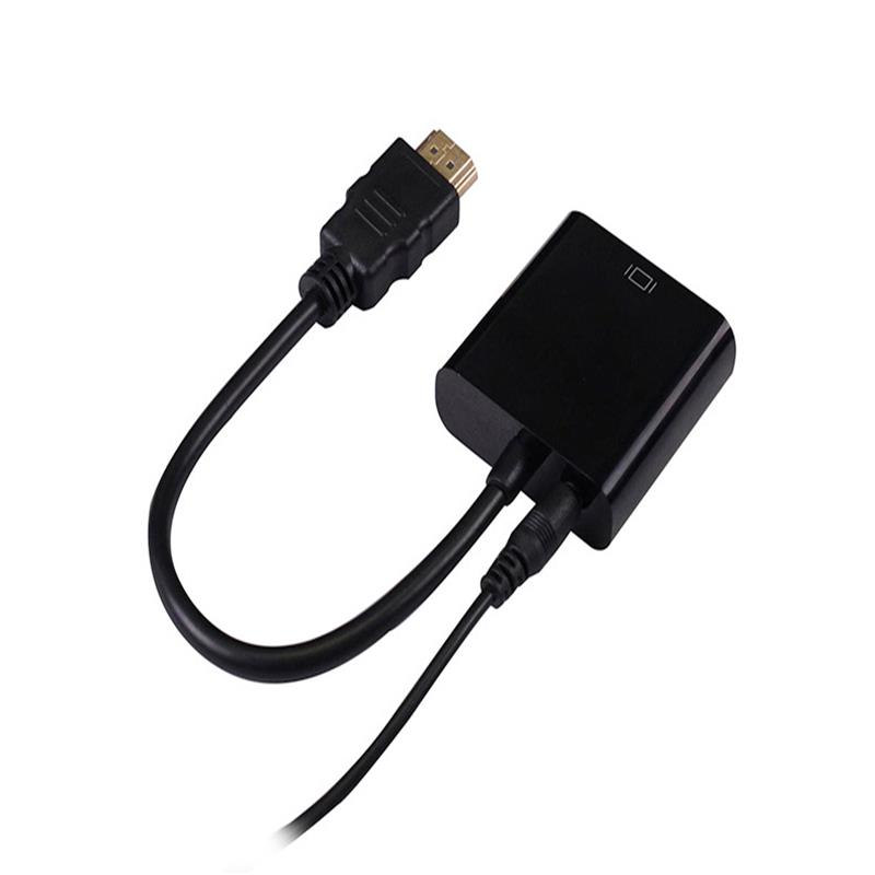 1080p câbles HDMI à VGA de 15 cm, 3,5 mm audio, blanc / noir