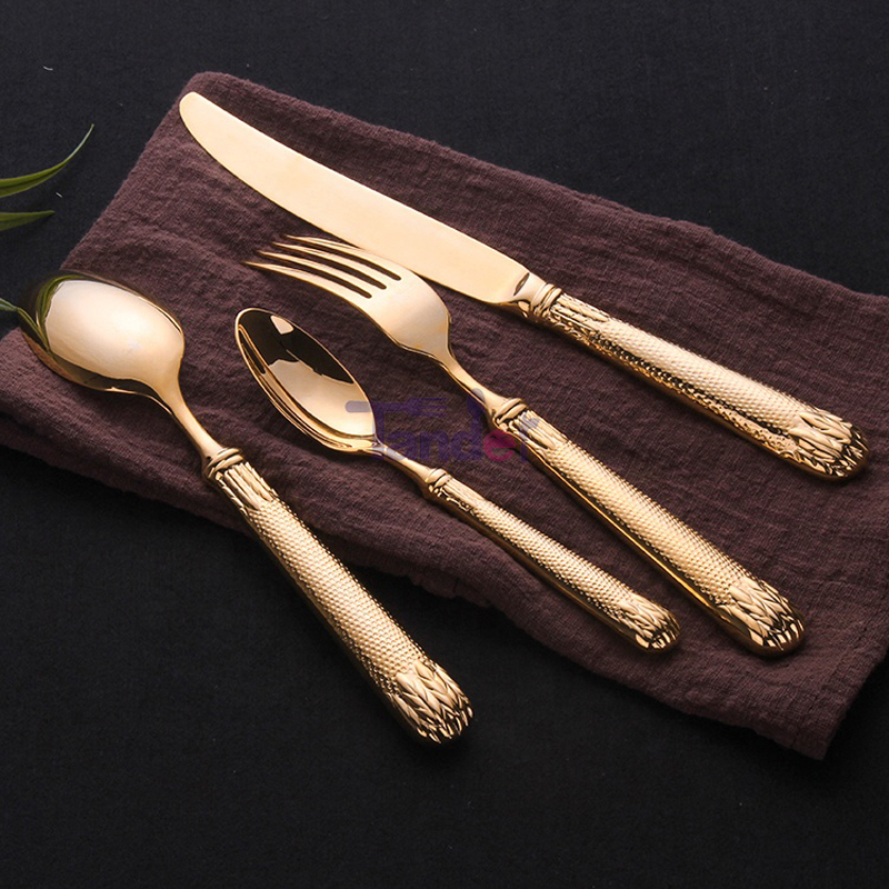 besteck set gold cutery flatware flatware 18/10 couteau et fourchette à couverts avec pvd doré