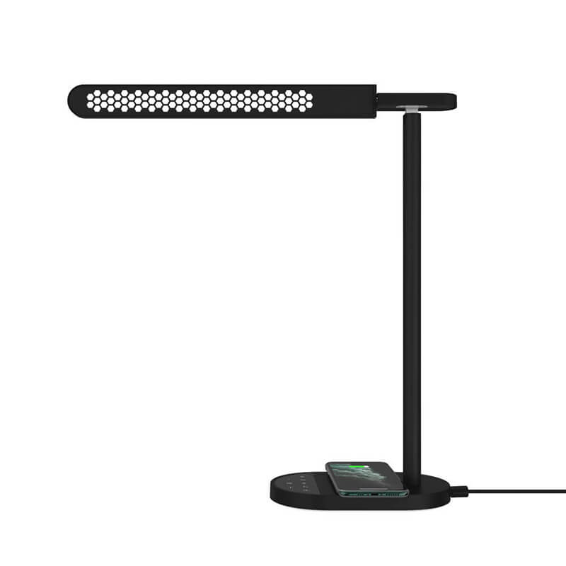 Lampe de table à del avec station de charge sans fil (adaptée aux téléphones iPhone ou Android)