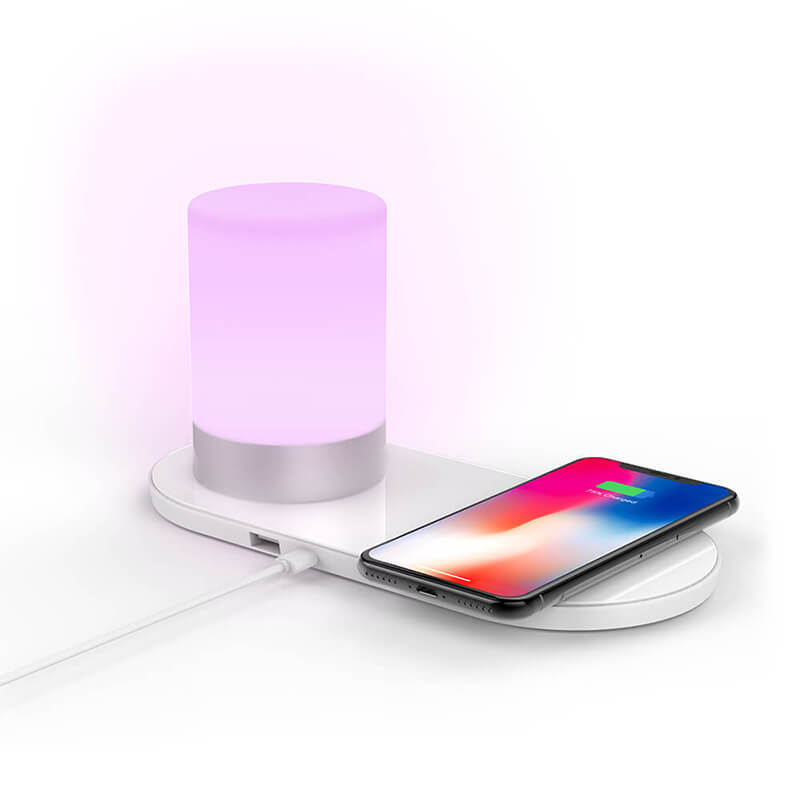 Lampe RGB avec station de charge sans fil (adaptée aux téléphones iPhone ou Android)