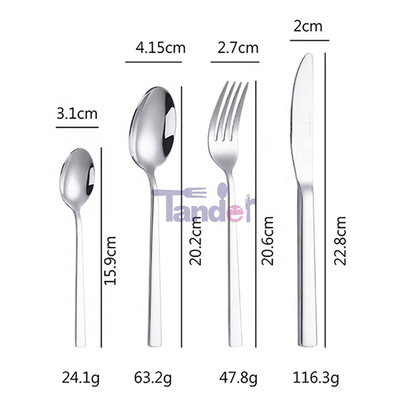 18 / 8 - 24 paquets en acier inoxydable, argenterie, ustensiles en bois, cadeaux