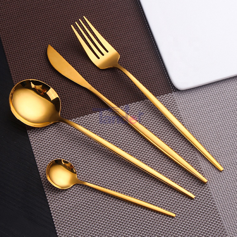 4 Pcs En Acier Inoxydable Vaisselle Ensemble Or Couverts Cuillère Fourchette Couteau Pour Cuisine Dîner Couverts Ensemble