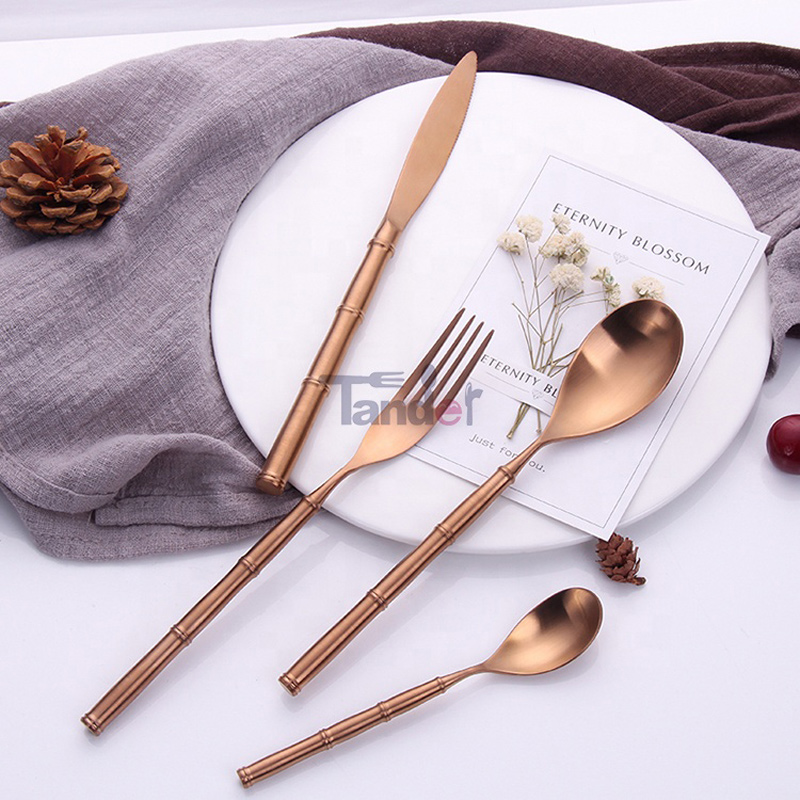 ensemble de couverts en or rose coloré de haute qualité en acier inoxydable
