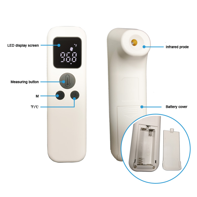 Thermomètre frontal infrarouge pour adulte, Thermomètre médical infrarouge médical sans contact pour la fièvre Thermomètre frontal avec CE approuvé pour bébé enfant