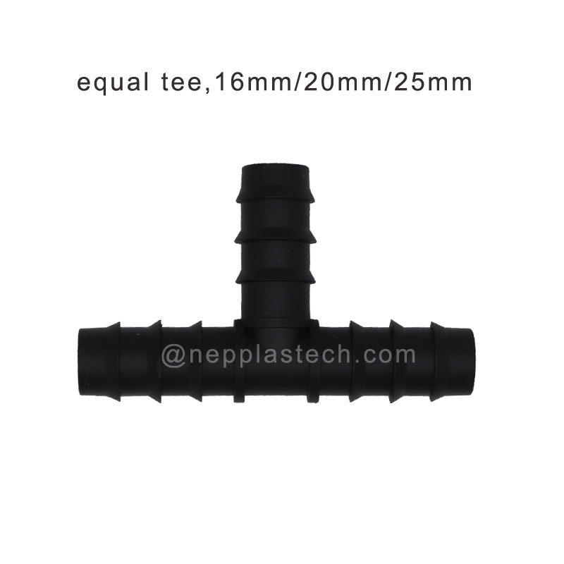 système d'irrigation automatique solaire 25 mm PE tuyau barbelé té, 20 mm PE tuyau coude barb connecteurs, 16 mm PE tuyau connecteurs droits