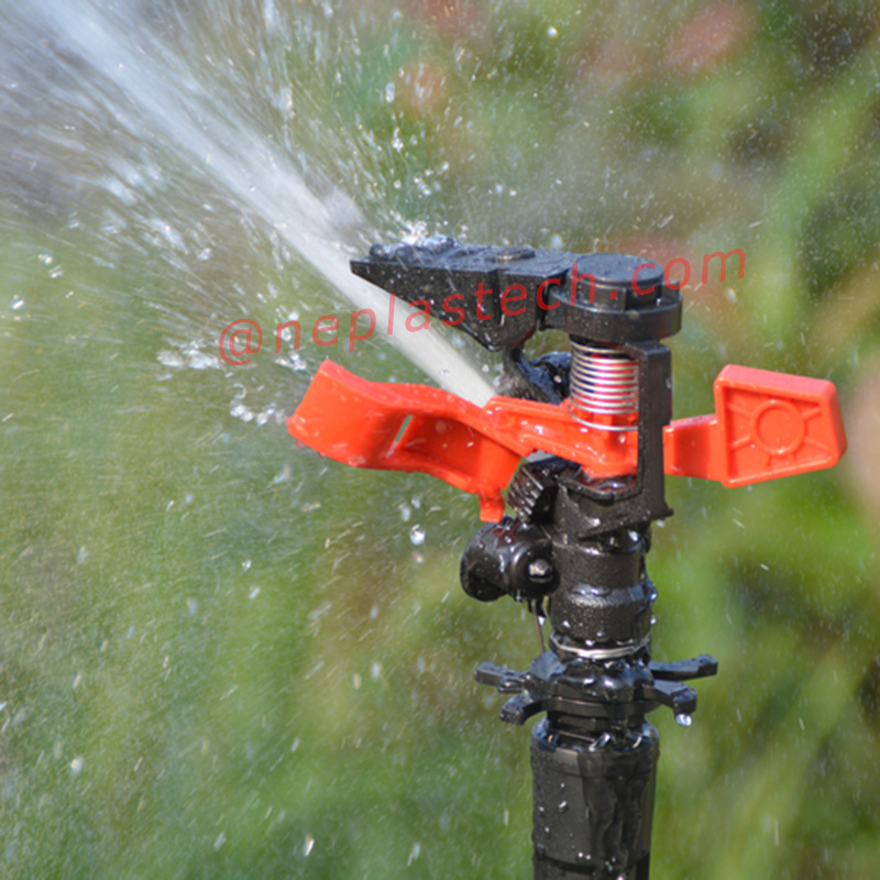 gicleurs d'impulsion de terres agricoles en pelouse de jardin en plastique à angle réglable et à jet réglable