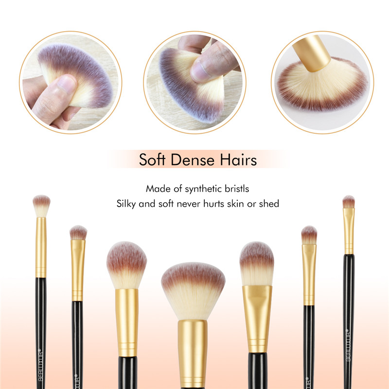10pcs maquillage pinceau ensemble, Premium fibre synthétique maquillage pinceau kit brosses outils avec sac de maquillage de voyage en cuir PU