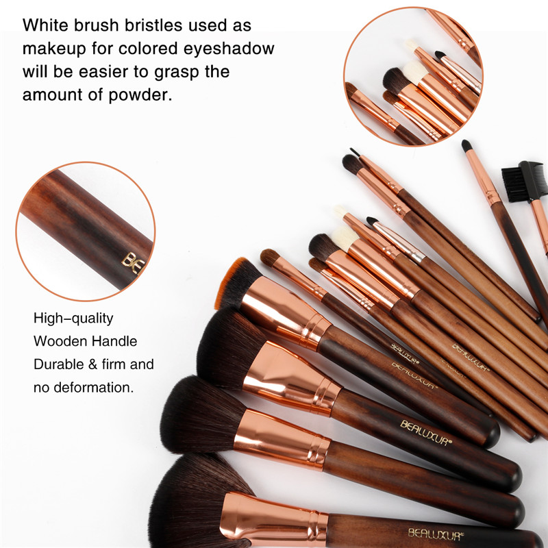 Cosmetic brosse set, 13 brosses cosmétiques de haut niveau synthétique brosse à poils poudre de poudre de pinceau blush contour Clean Eye Shadow Kit... (005 manche en bois)