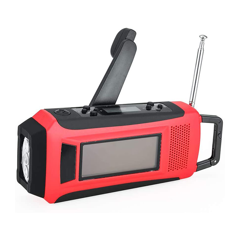 Radio météo portable à manivelle d'urgence Radio AM / FM solaire portable NOAA avec lampe de poche LED, banque d'alimentation 1150mAh pour chargeur de batterie de téléphone iOS / Android