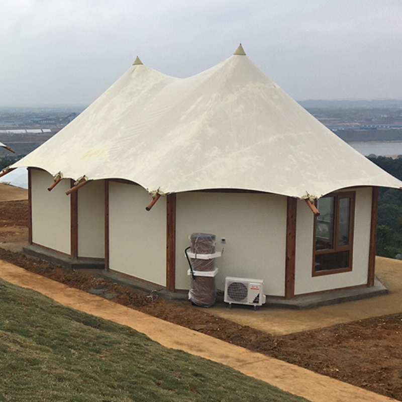 Tente préfabriquée de villa de structure de membrane de câble de panneau de silicate de calcium de maisons préfabriquées pour 2 personnes