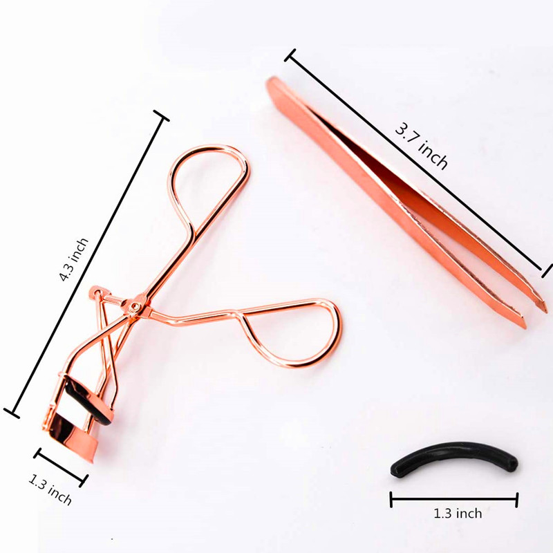 4 pièces en acier inoxydable recourbe-cils applicateur de cils en or rose pince à sourcils ensemble trousse à outils de maquillage