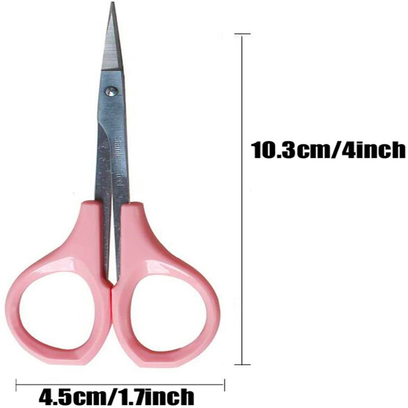 Ciseaux à sourcils incurvés en acier inoxydable Ericotry Ciseaux à cheveux faciaux Tondeuse à sourcils Pointe pointue Pince à épiler Narine Sourcils Barbe Moustache Coupe pour hommes Femmes Rose ///// LAME COURBE POUR