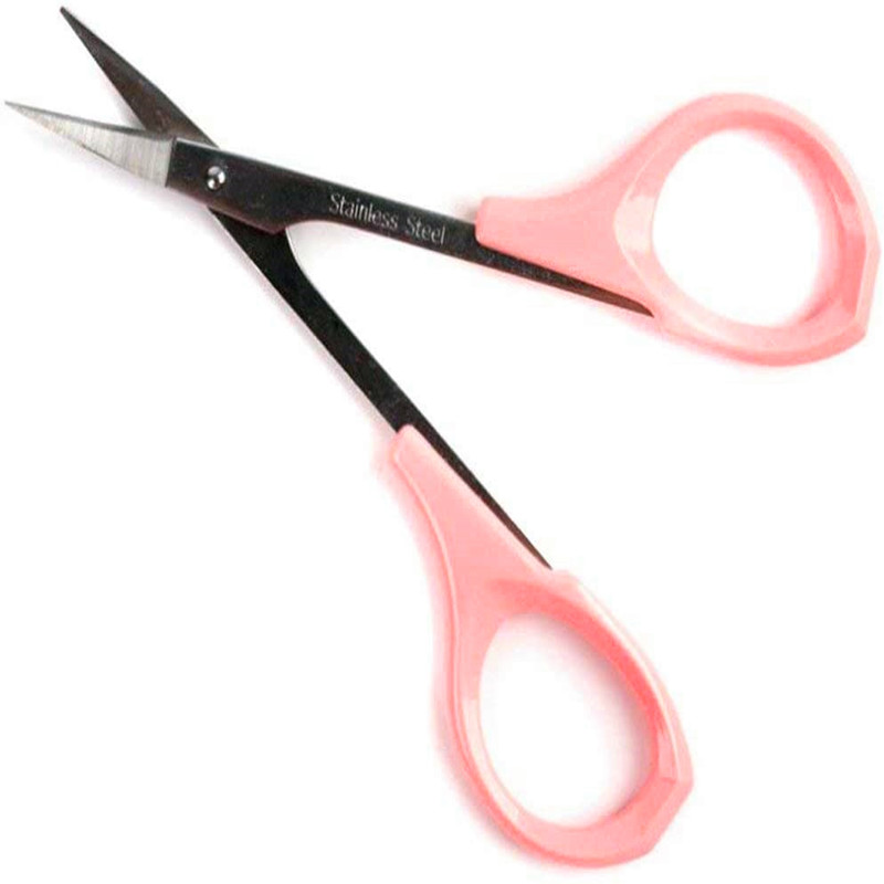 Ciseaux à sourcils incurvés en acier inoxydable Ericotry Ciseaux à cheveux faciaux Tondeuse à sourcils Pointe pointue Pince à épiler Narine Sourcils Barbe Moustache Coupe pour hommes Femmes Rose ///// LAME COURBE POUR