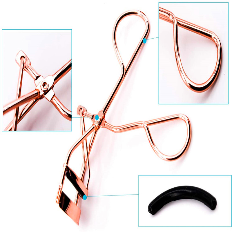 Professionnel métal personnalisé bling rose or cils bigoudi, haute qualité en acier inoxydable cils bigoudi cadeau