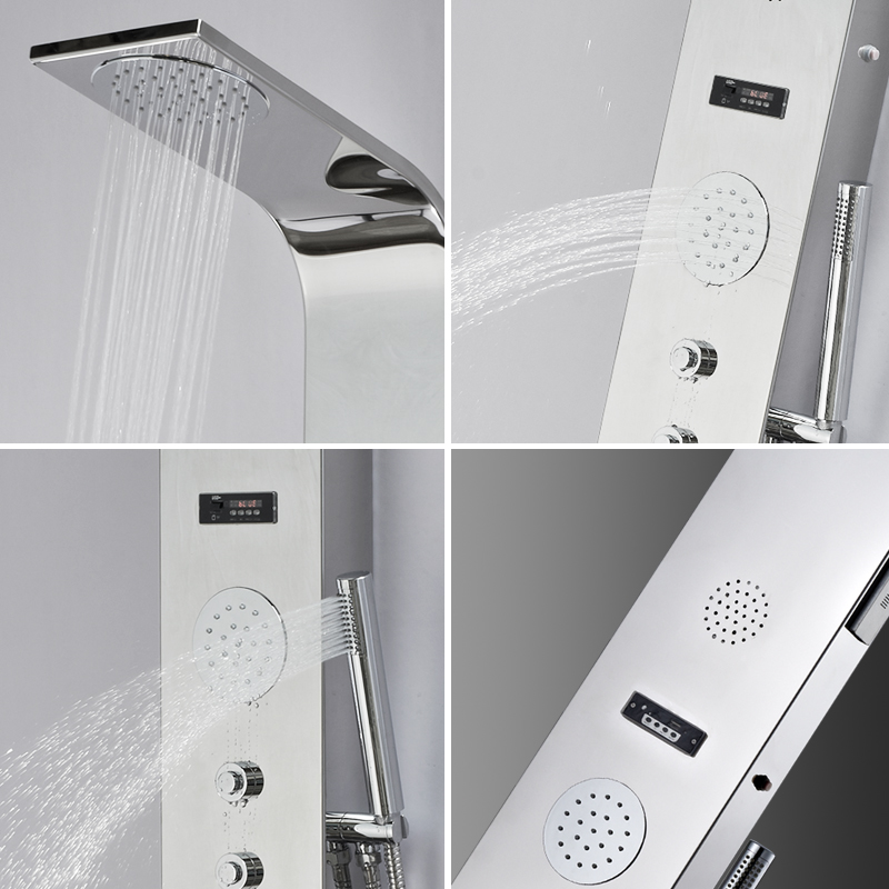 Panneau de douche en acier inoxydable CF8221, panneaux de douche de salle de bains, douche de massage