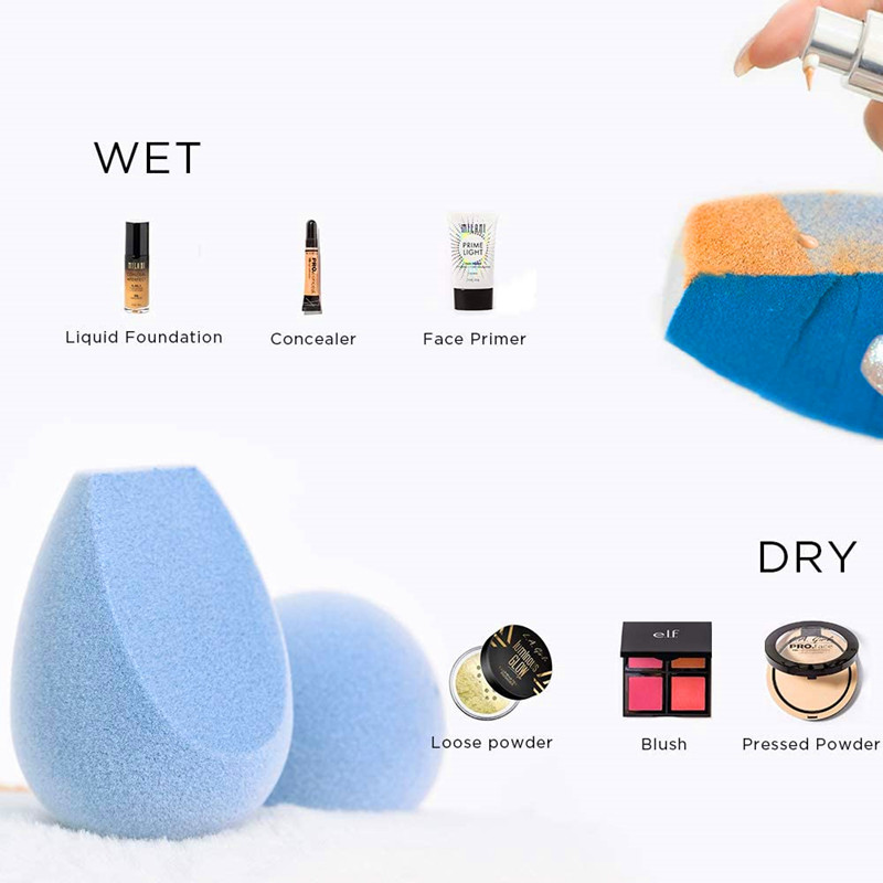 Éponge de fusion en microfibre à vente chaude, ensemble d'éponge de maquillage 4 pièces, mélangeur de maquillage sans latex et sans défaut pour les fondations, les poudres et les crèmes