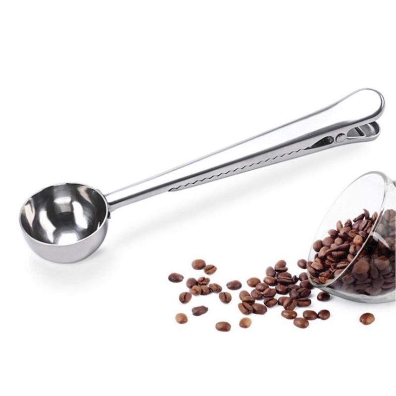 Amazon vente chaude cuillère à café avec clip de sac à café en acier inoxydable clip cuillère à café