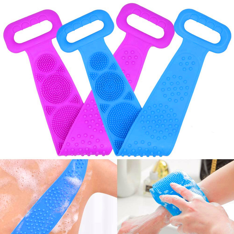 2 Pack Silicone Bath Body Brush Back Scrubber Exfoliating Back Washer Scrub Soft Belt pour Femmes Hommes Deep Clean Massage Skin