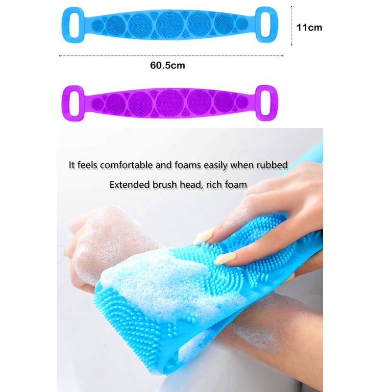 2 Pack Silicone Bath Body Brush Back Scrubber Exfoliating Back Washer Scrub Soft Belt pour Femmes Hommes Deep Clean Massage Skin